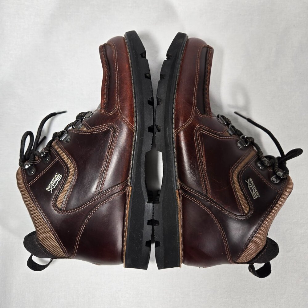 ROCKPORT XCS Burgundy & Brown Leather HIDRO-SHIELD Waterproof Boots Men Size 10 - Picture 11 of 17